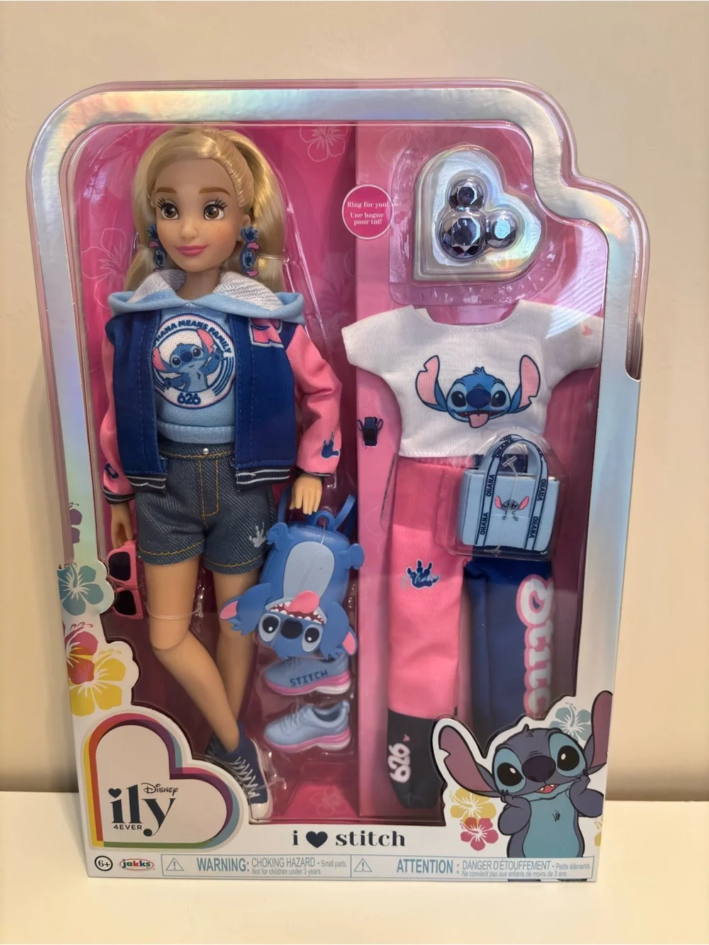 Disney Stitch Doll Set in Pink and Blue with Accessories